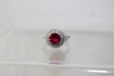3ct Ruby Halo Ring
