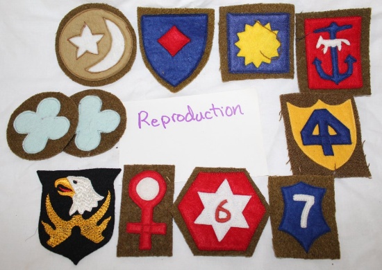 Lot of 11 WWI Reproduction Patches