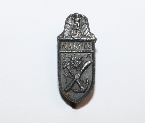 German WWII Kriegsmarine Narvik Campaign Shield Stick Pin