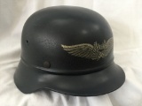 German Nazi M1935 Beaded Luftschutz Air Protection Warning Services Helmet