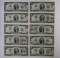 10 1976 $2.00 Bills w/ Stamp & Postmark