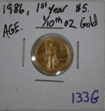 1986 Gold 1/10 oz