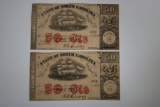 (2) Fractional Civil War Currency 50 Cents