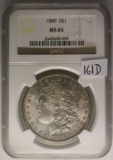 1889 NGC MS65 Silver Morgan U.S. Dollar graded coin