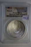 2014-P PCGS MS70 Silver Baseball Hall of Fame $1 Coin