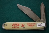 World's Fair Chicago 1933 Coca Cola USA Pocket Knife