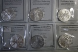 (6) 2016 Silver Eagle US Dollar Coins