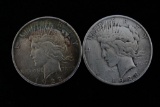 (2) Peace Silver Dollars