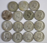 15 40% Silver Kennedy Half Dollar US Coins