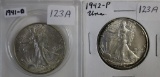2 Silver Walking Liberty Half Dollars