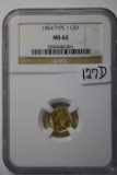 1854 Gold Type 1 $1 US Coin