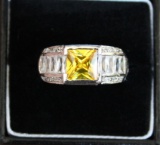 Yellow and White Sapphire Ring