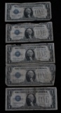 (5) 1928 One Dollar Silver Certificates