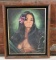 Framed Oil on Velvet Polynesian Girl