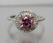 Pink Sapphire Solitaire Halo Ring