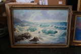 Framed Oil on Canvas Seascape