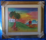 Framed Colored Print, Sailboat Scene