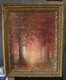 Framed Oil on Canvas, Forest Scene
