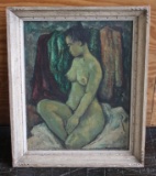Framed Oil on Canvas, Seated Nude