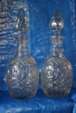 Two Vintage Cut Glass Decanters
