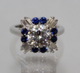 3.01ct Blue & White Saphire Solitaire Ring