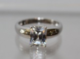 3ct Emerald Cut White Sapphire Solitaire Ring