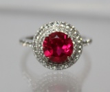 3ct Ruby Halo Ring
