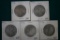 (5) 1917-D Walking Liberty Silver Half Dollars