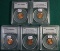 5 Graded Lincoln Cents