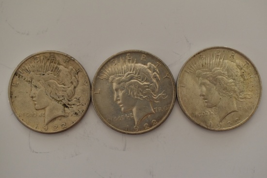 3 U.S. Silver Peace Dollars