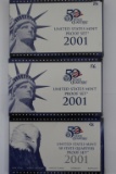 (3) 2001 Proof U.S. Mint Sets - 25 Coins