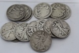 (15) 1920-S Walking Liberty Silver Half Dollars