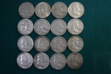 16 Franklin Silver Half Dollars