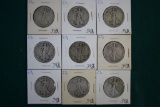 (9) 1927-S Walking Liberty Silver Half Dollars