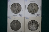 (4) 1920-S Walking Liberty Silver Half Dollars