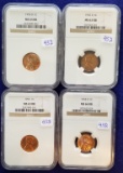 4 Graded Cents, RB (Red/Brown)