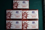 (5) 2003 U.S. Mint Silver Proof Sets