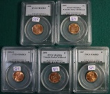 5 Graded Lincoln Cents
