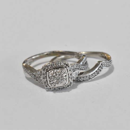 10kt Large Diamond Wedding Set