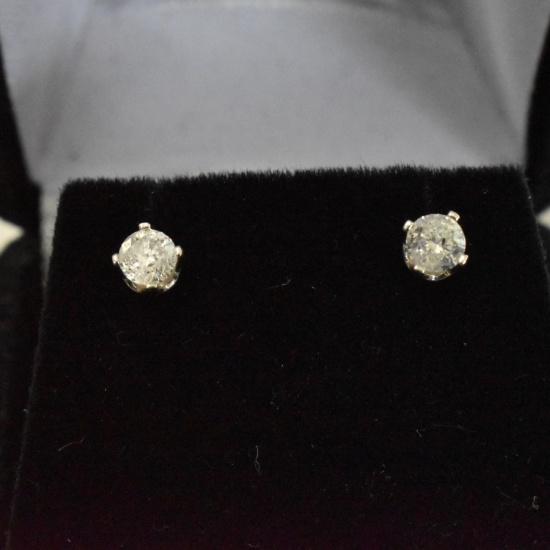 Large 14kt Diamond Solitaire Earings