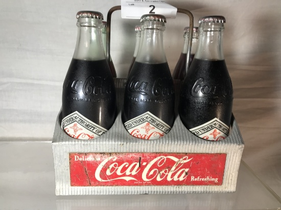 Aluminum Coca Cola Drink Carrier & 6 Bottles