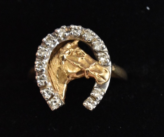 Ladies Horseshoe Diamond Ring, 14kt