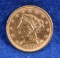 1873 Gold Liberty Head Quarter Eagle $2.1/2 Coin