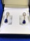 Blue and White Sapphire Earrings