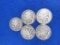 (5) Walking Liberty Silver Half Dollars