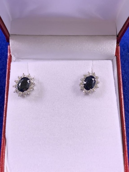 3.01ct Genuine Sapphire Earrings