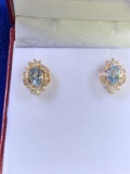 Blue Topaz and White Sapphire Earrings