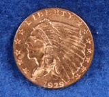 1929 Gold Indian Head $2.50 Coin