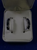 3 Stone Sapphire Evening Earrings