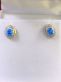 Blue Opal Estate Earrings